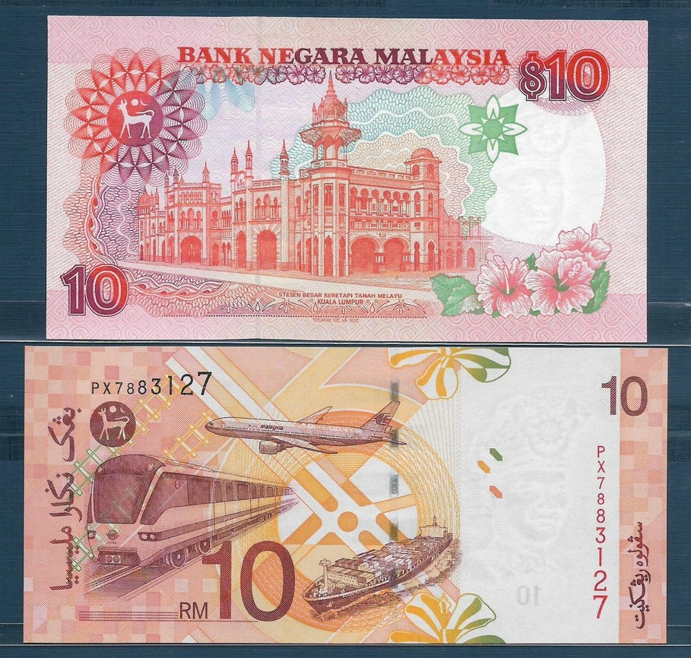 Malaysia 10 Ringgit 2 Pcs Lot, 1989 2004, P 29 46, UNC