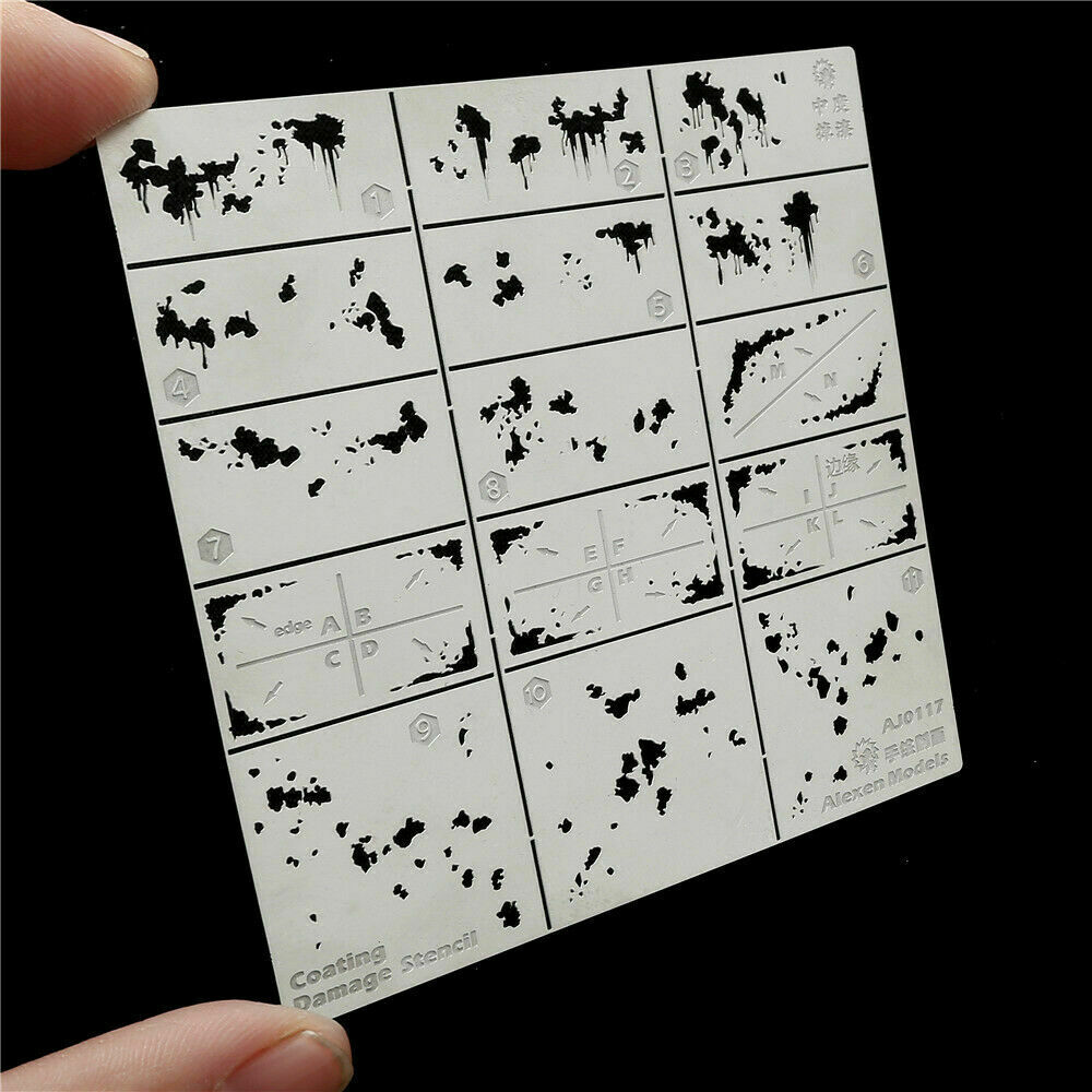 1/35 Tank/Vehicle Coating Damage Effects Stencil Template Model Aging Hobby Tool