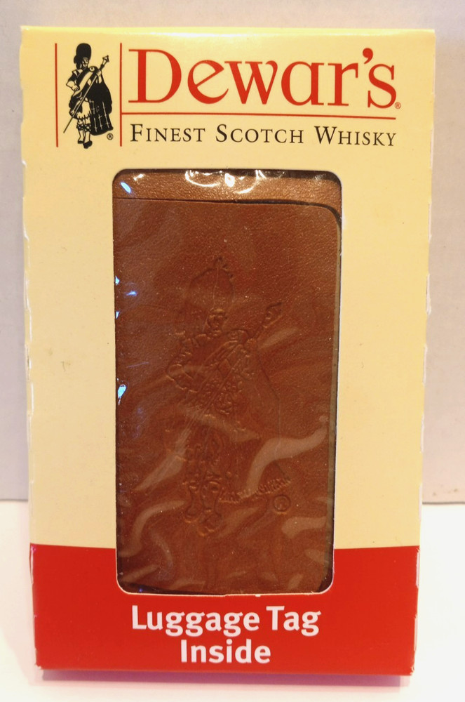 Dewar’s tan leather luggage tag (NOS)