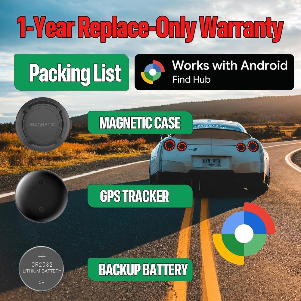 Magnetic Hidden GPS Tracker for Vehicles - Android, No Subscription, Long Bat...