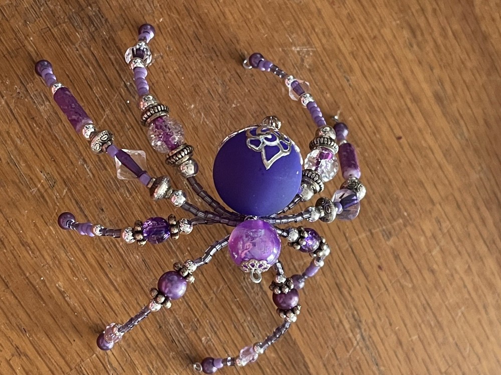 Beautiful Handmade Purple Beaded Spider