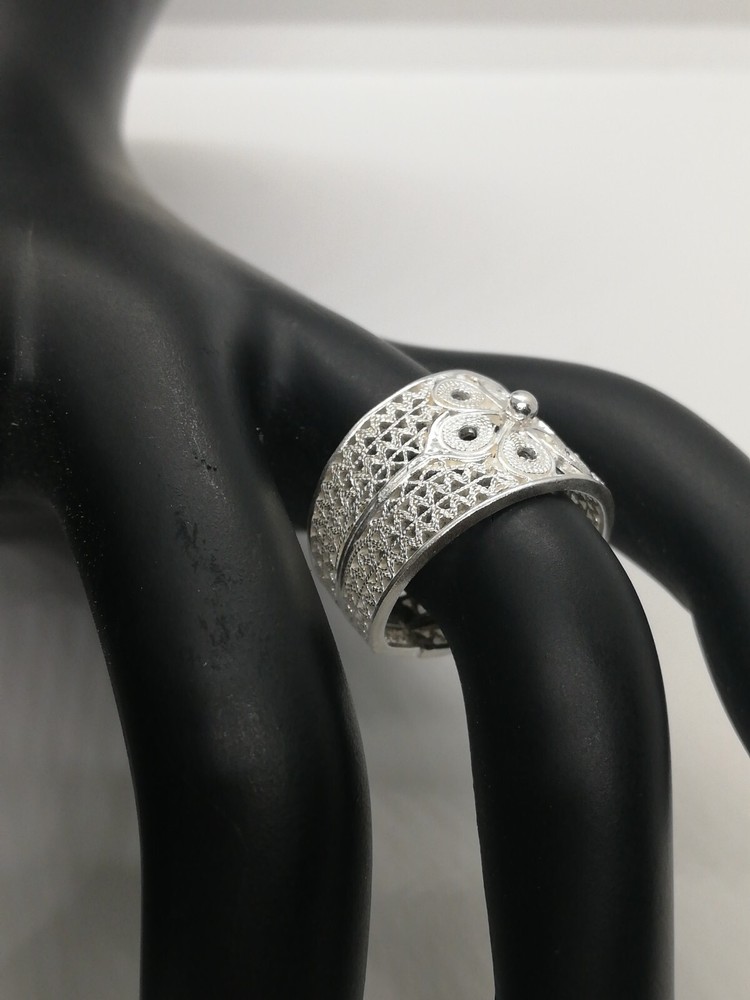 . 970 Solid Silver Women's Ring Size 6.5 Filigree New.
