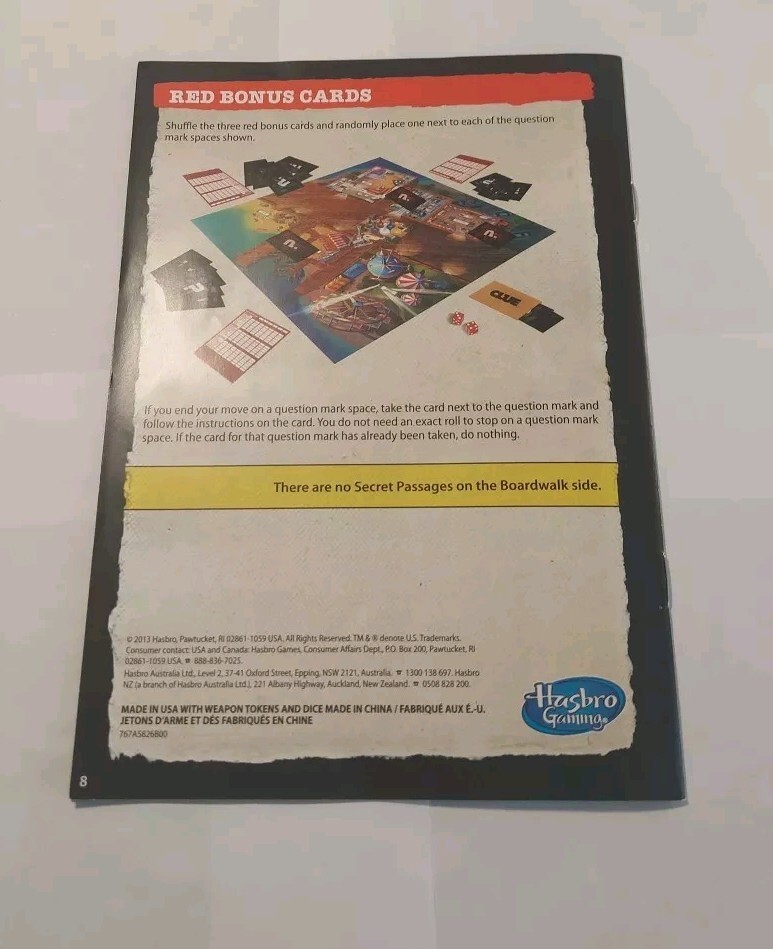 2013 Clue Mystery Game Replacement Instructions Only