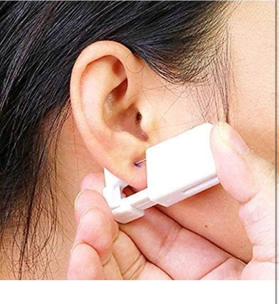 2 Packs Disposable Self Ear Piercing Gun Kit Safety Tool with 5mm Earring Studs