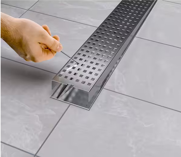 RELN 24 in. Matte Black Linear Shower Drain with Tile Insert Drain Cover NEW
