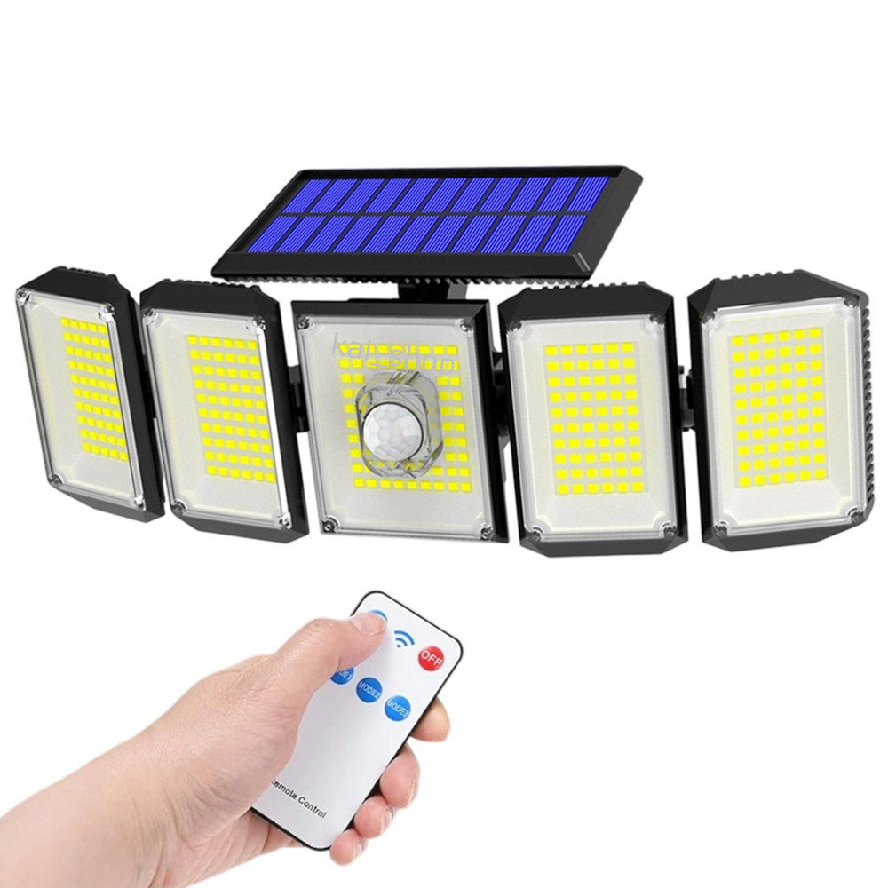 5-Head Solar Wall Light, 300LED, Motion Sensor, Remote Control, Outdoor IP44