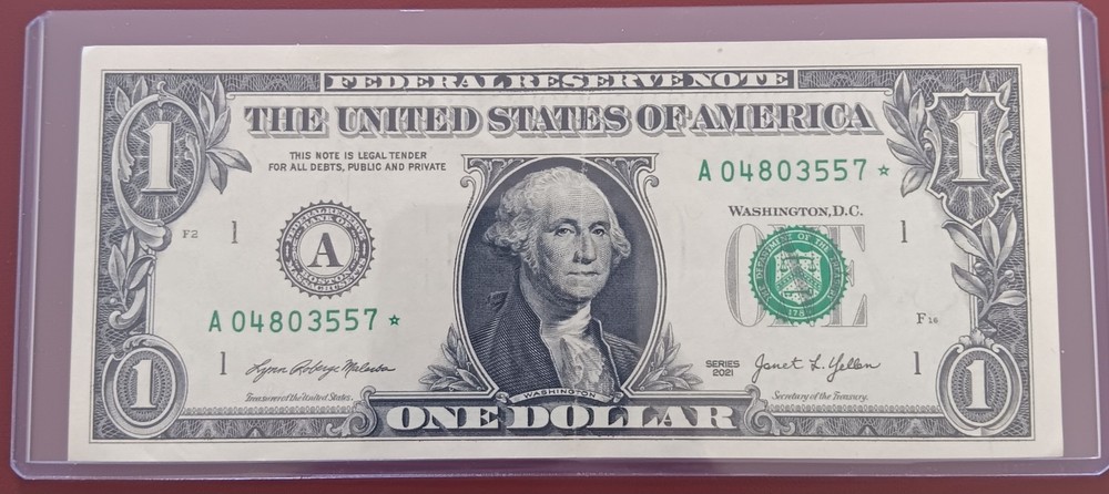 2021 $1 Star Note Error Rare! SN: A04803557*