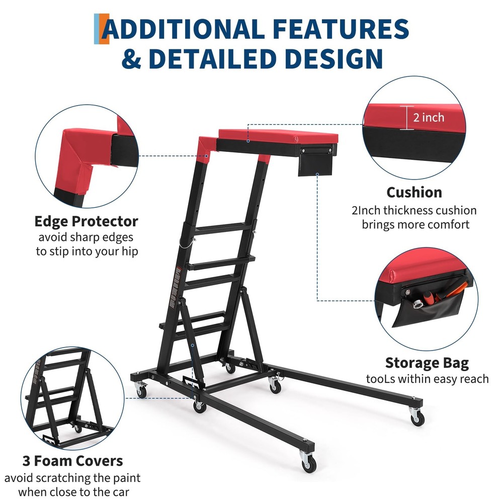 Engine Creeper, Adjustable Height from 48" to 66", 400 LBS Capacity Foldable