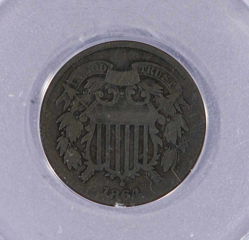 1864 Two Cent Piece 2c ANACS F12 Details