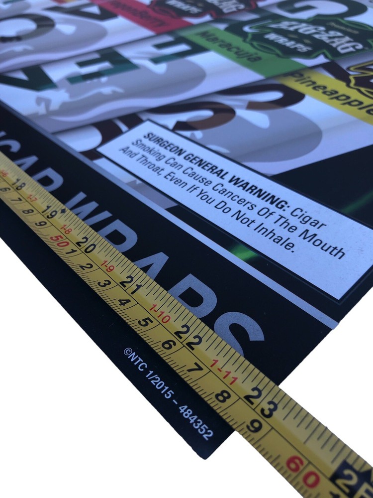 Zig Zag Cigar Wraps Plastic Advertising Sign Double Sided