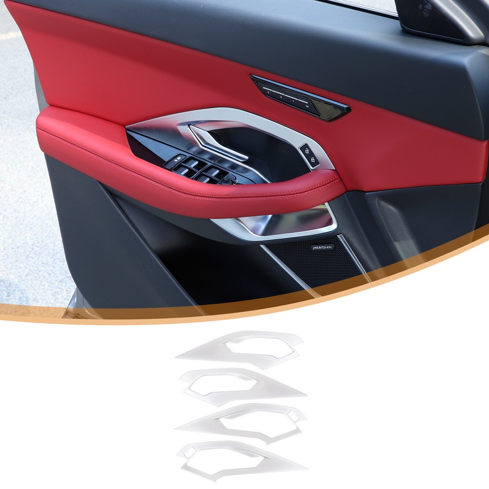 ABS Silver Chrome Inner Door Handle Lock Frame Trim For Jaguar E-PACE 2018-2023