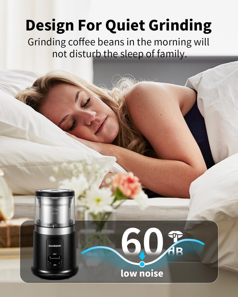 Multi-Functional One Touch Grinder - Removable Bowl for Coffee, Spices, & Herbs