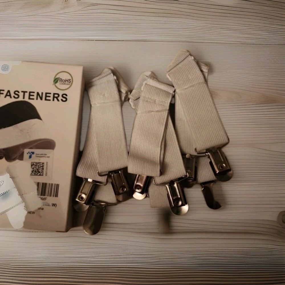 Ray Tour Durable, Adjustable 4 White Bed Sheet Fasteners -Set of 4