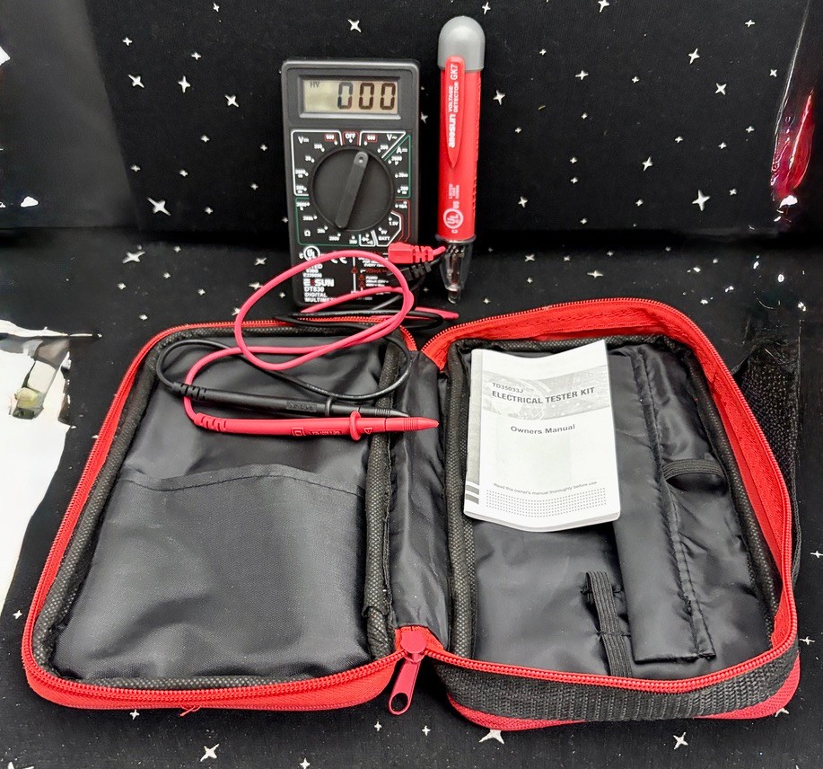 Electrical Tester Kit W/Case & Manual Multimeter & Voltage Detector Works