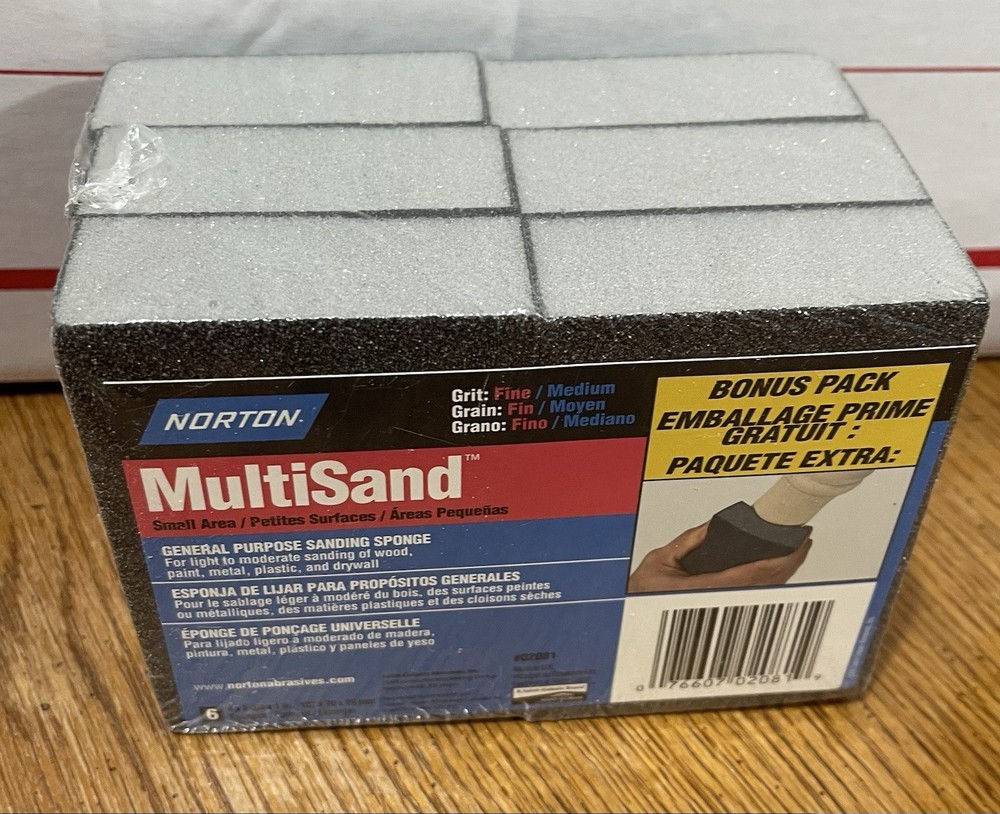Norton Sanding Sponge: Fine/Medium 120/80 Grit 6 Pack