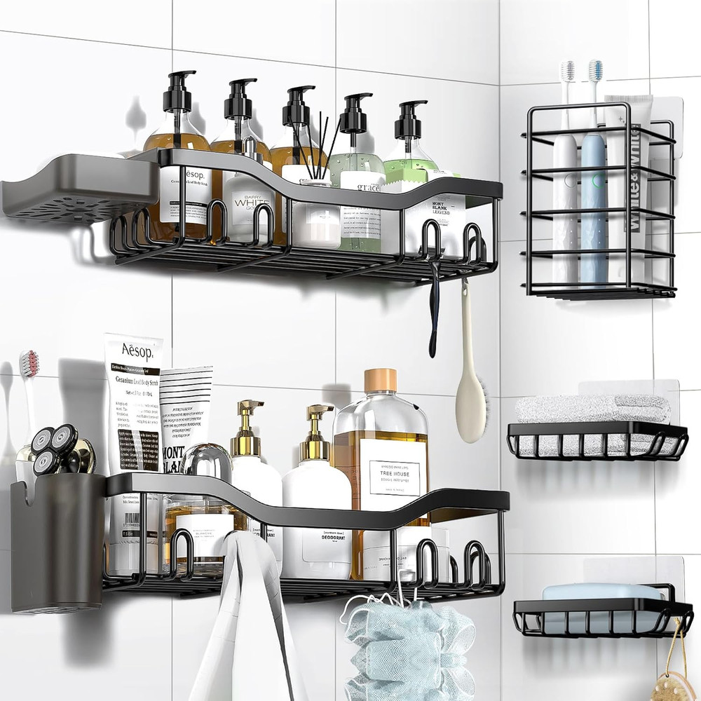 Shower Caddy Adhesive Shower Organizer 7-Pack, Rustproof Stainless Steel Bathroo