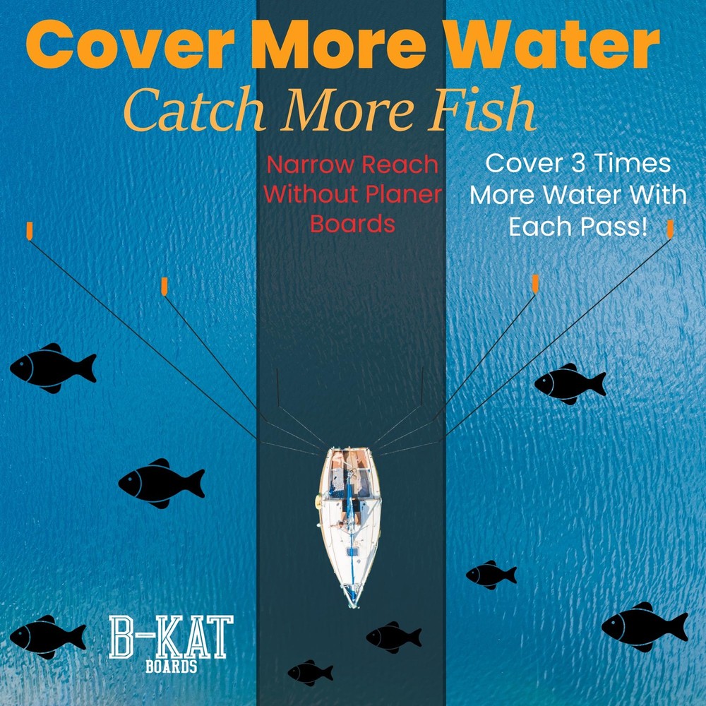 Large Catfishing Planer Boards, Reversible Side Planer, for Trolling, Draggin...
