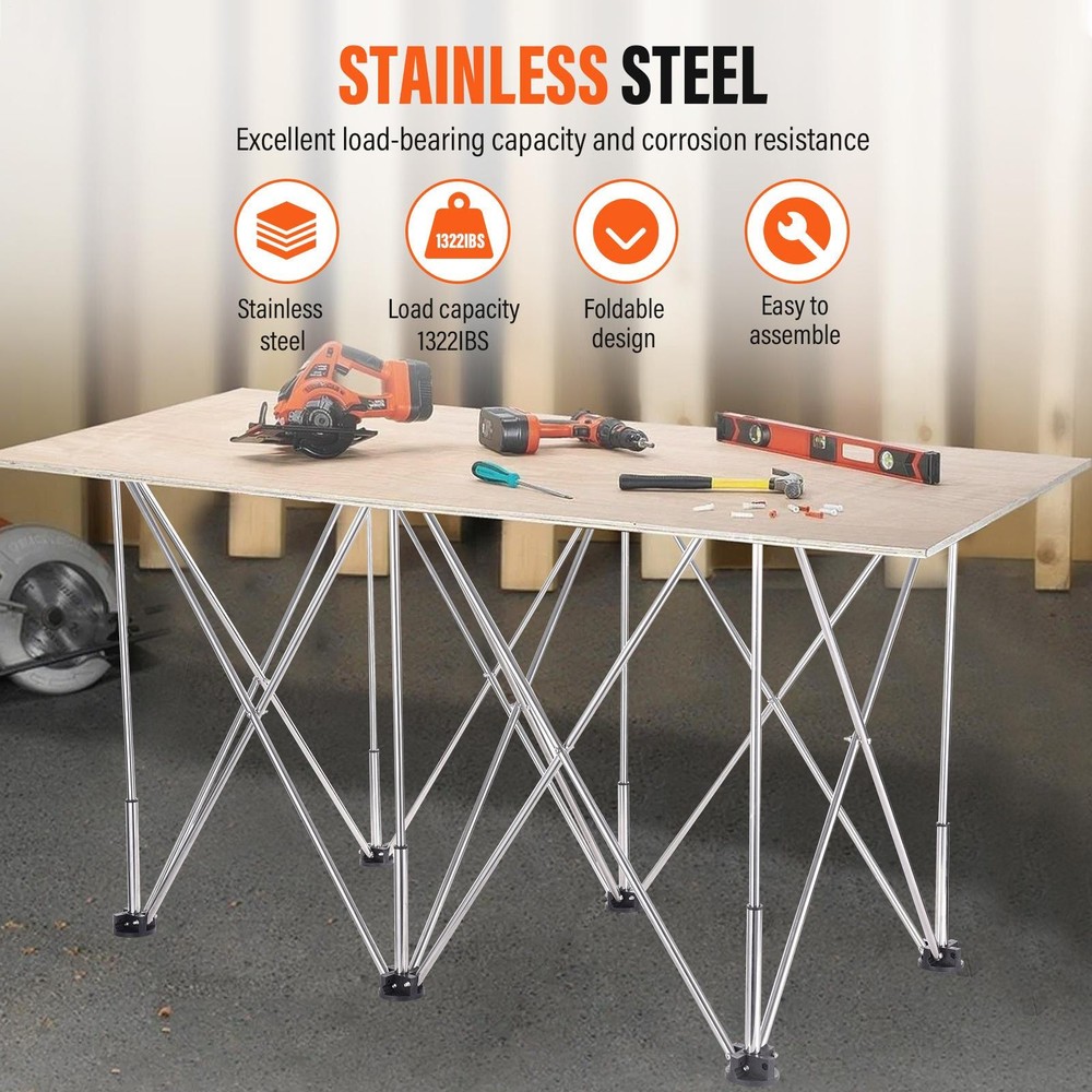 44*23in Portable Work Station with Storage Bag, Foldable Work Bench Table Silver