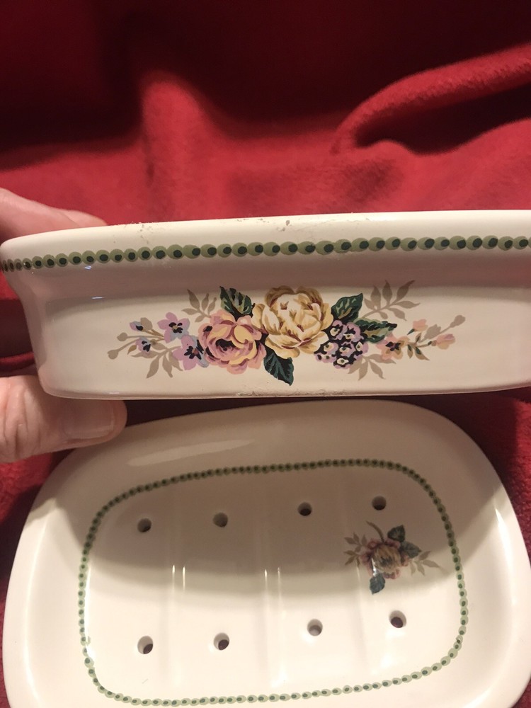 Croscill Floral NELSON Bathroom  Soap Dish  EUC