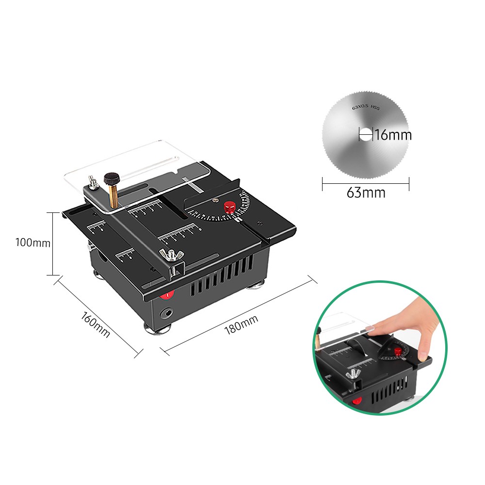 Multifunctional Mini Table Saw Speed Angle Adjustable for Wood Plastic Cutting