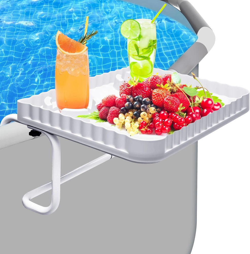 Above Ground Pool Bar & Poolside Serving Tray (White)