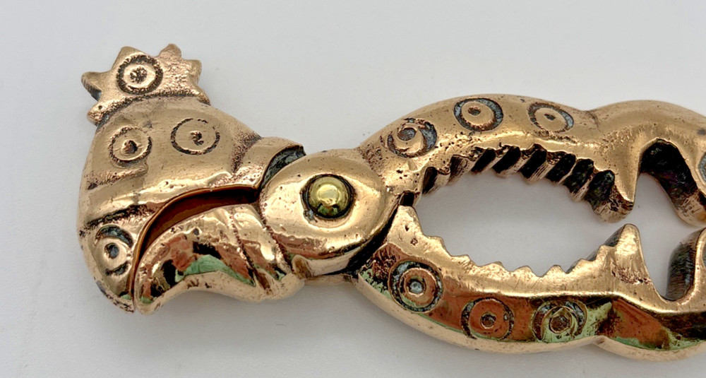 Vintage Solid Brass Rooster Bird Nutcracker Antique Unique Funny Statement Piece