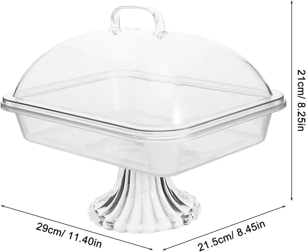 1 Set Clear Cake Stand with Lid Cake Stand with Acrylic Dome Rectangular Serving
