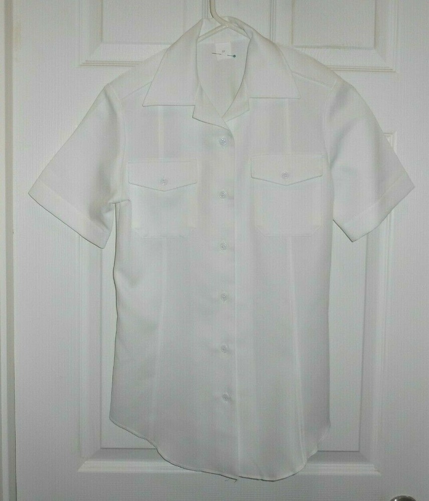 U.S. MILITARY LADIES/MEN'S WHITE POLYESTER SHIRT SHORT see pull down menu