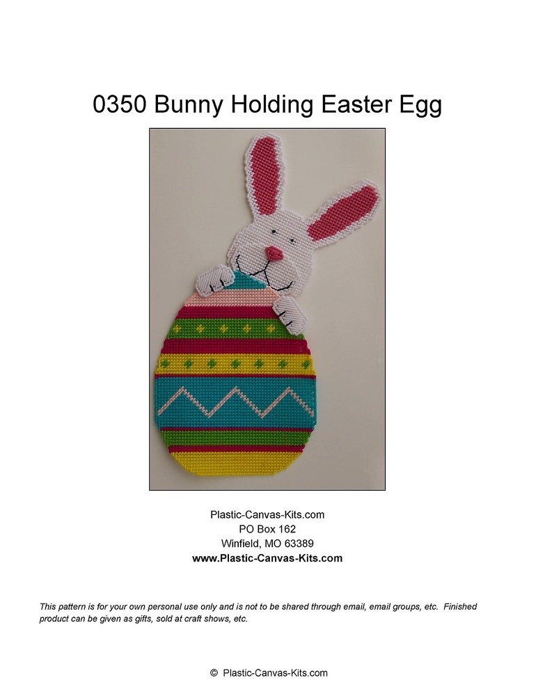 Bunny holding Easter Egg Wall Hanging-Plastic Canvas Pattern or Kit