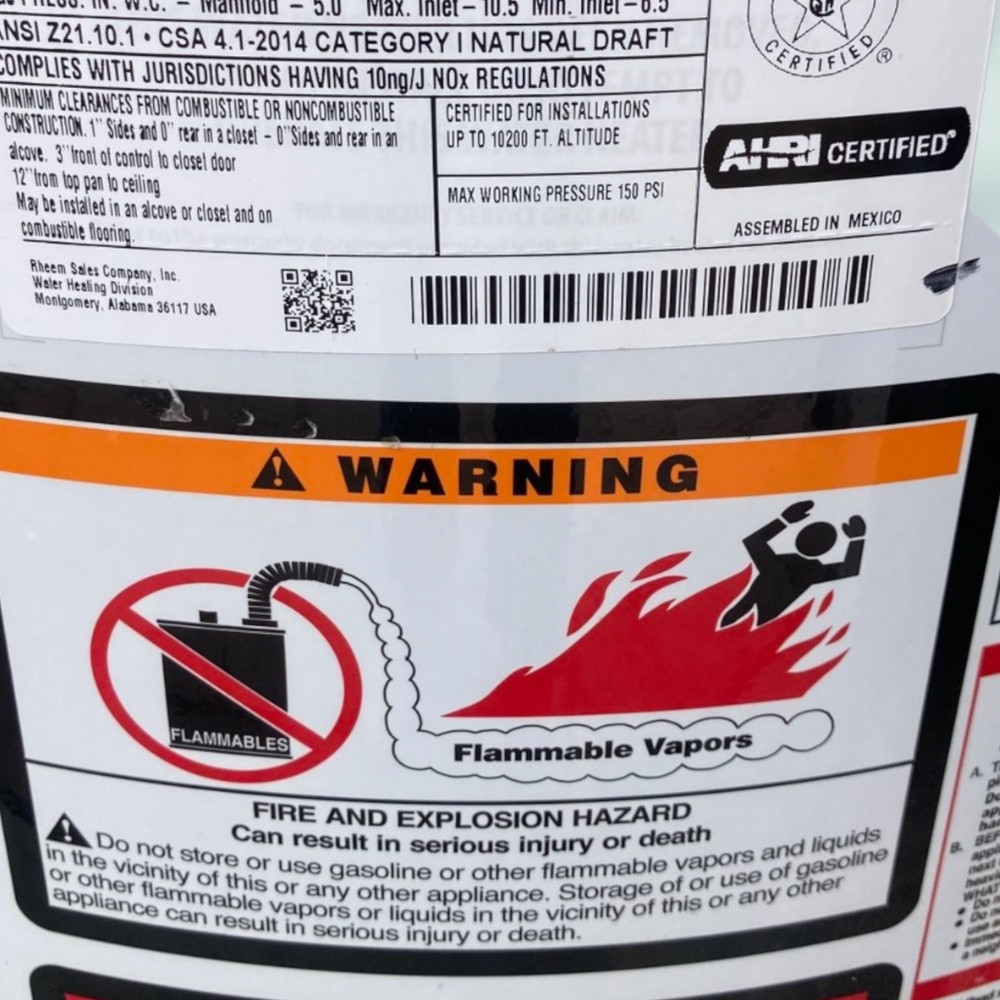 Rheem Performance Series High Demand Tank Water Heater 55 Gal. Cap SN M10170925