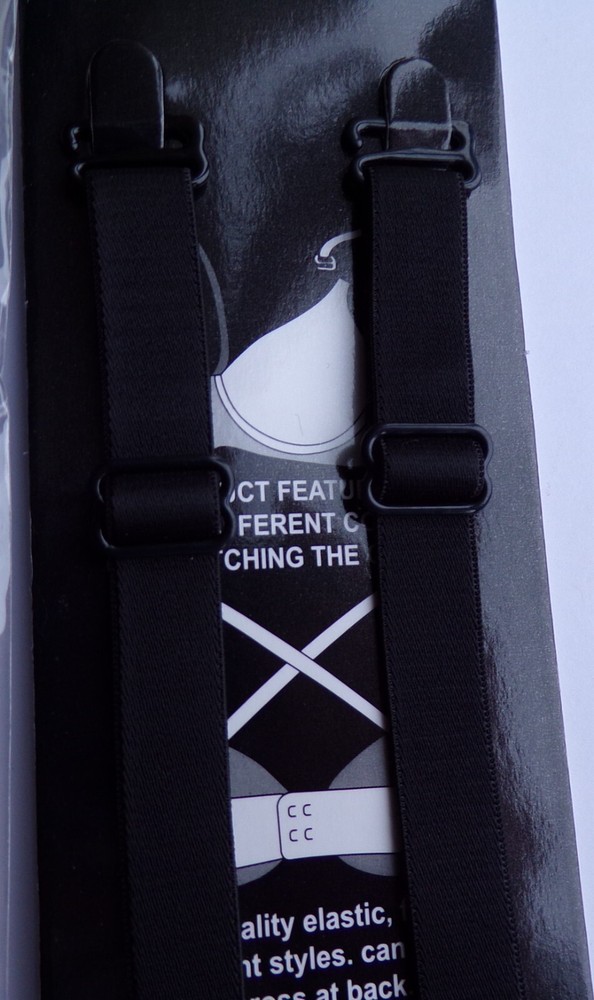 BRA STRAPS REPLACEMENTS - ADJUSTABLE - 1.5 CM WIDTH - BLACK