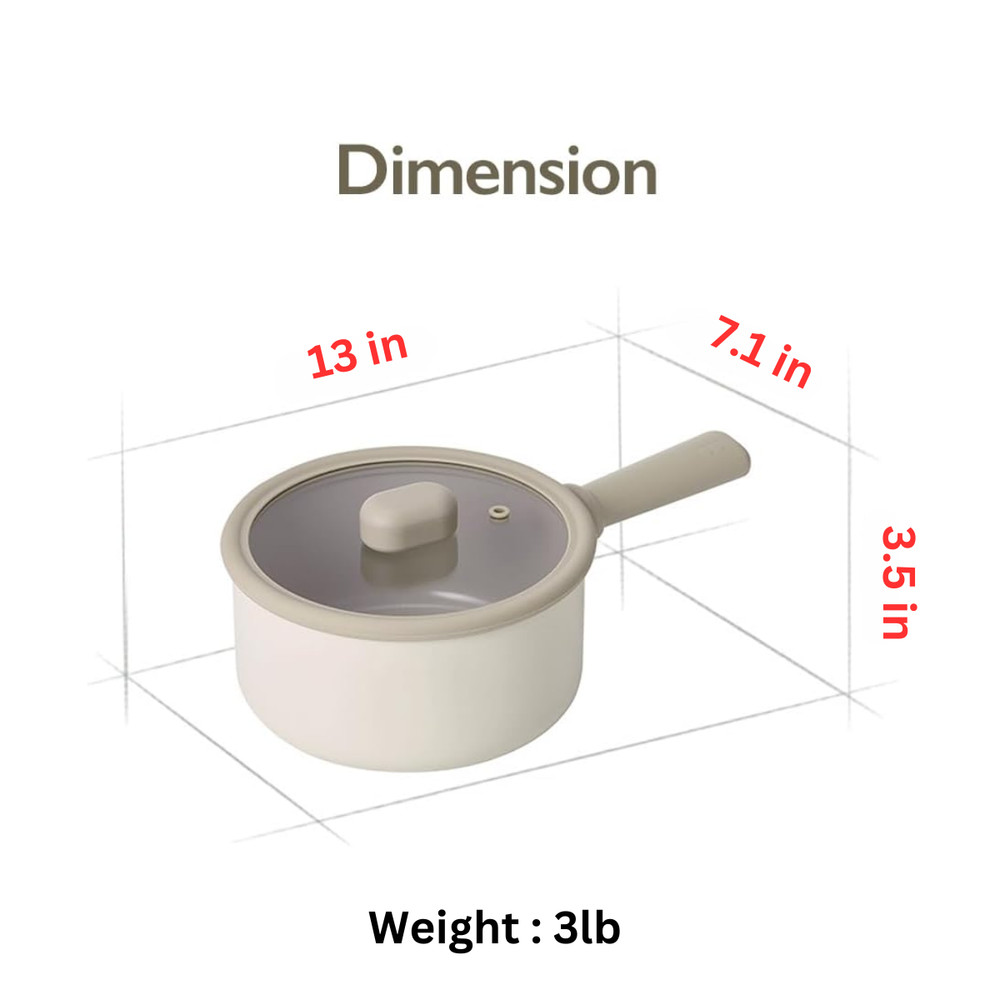 Chou Chou Kitchen Essential 6-Pieces Cookware Set with Lid, Ceramic Coating