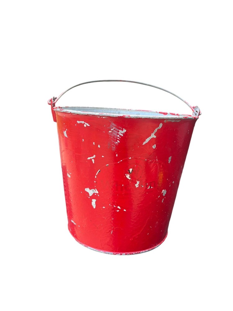 Vintage Wheeling Galvanized Fire Bucket w/ Round Bottom