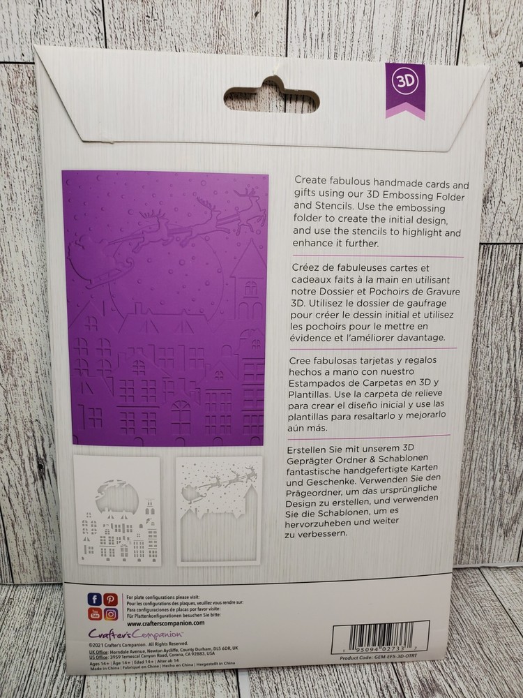 CCH2 Crafters Companion Christmas Over Rooftops 3D Embossing Folder & Stencils