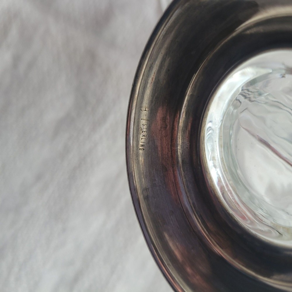 Crown Sterling Silver & Glass Divided Dish