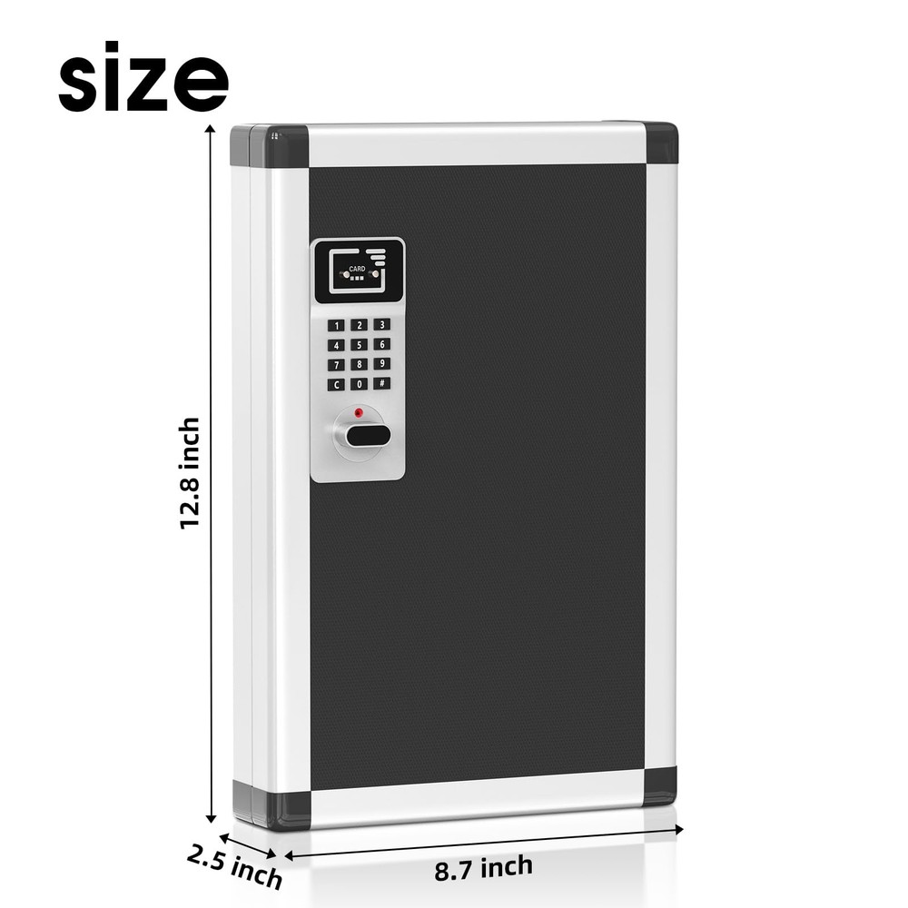24 Key Box Wall Mount with Code and Key, Key Lock Box with Combination, Key S...