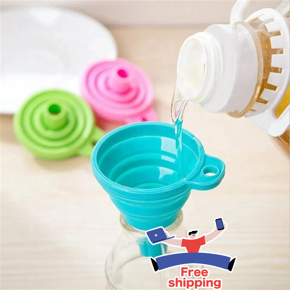 3pcs Kitchen Collapsible Funnels Set Foldable Food Graded Small Silicone Funnels