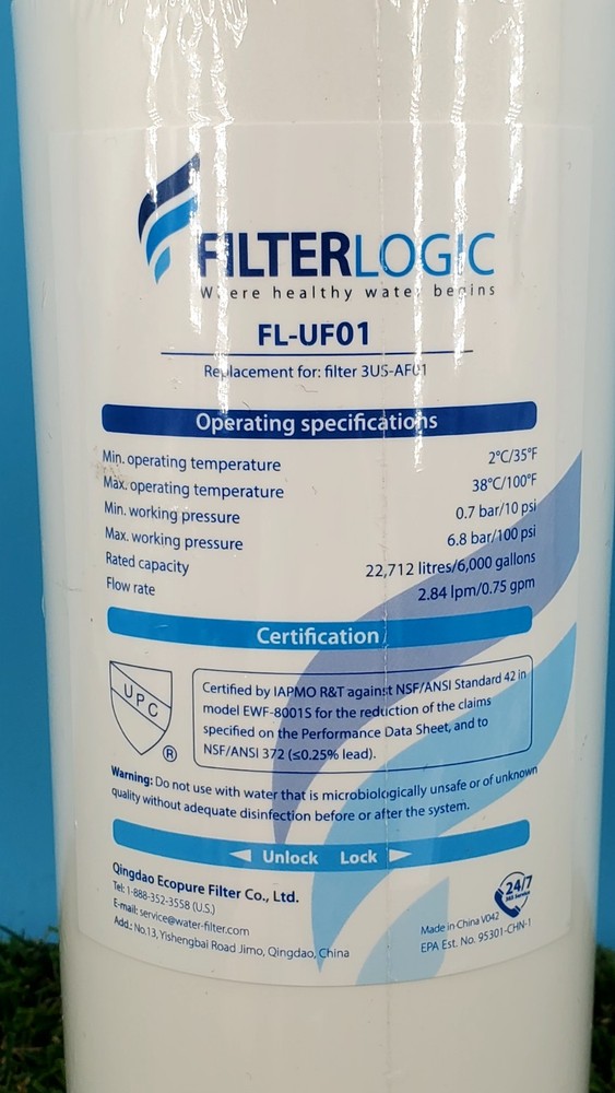 FilterLogic FL-UF01 Under Sink Filter Replacement For Filtrete 3US-AF01 SEALED