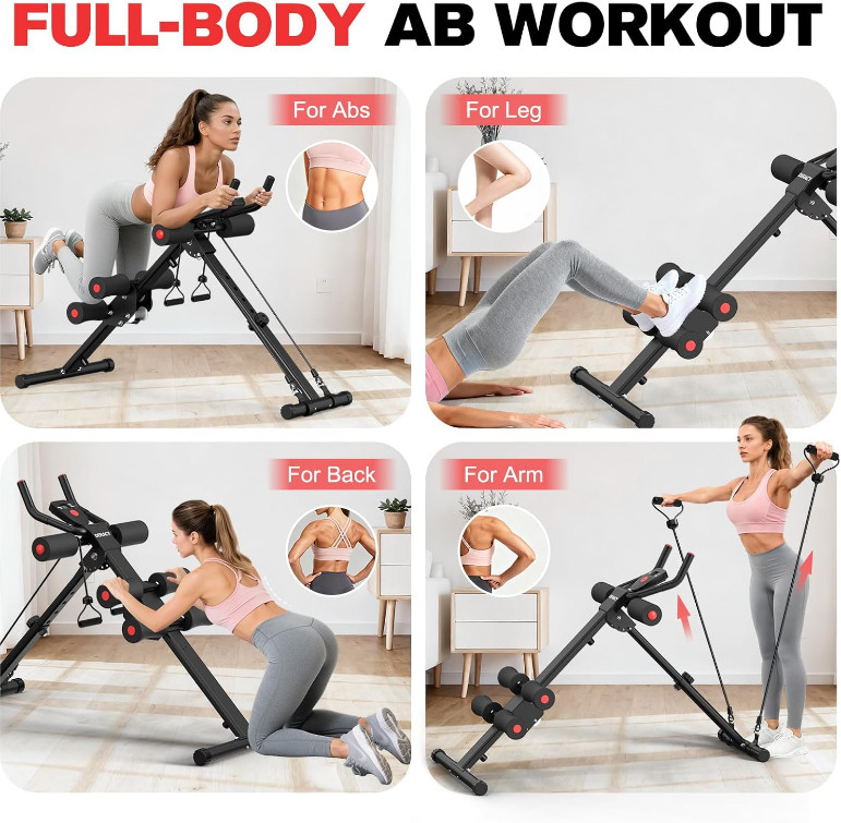 New Adjustable Ab Workout Machine, Foldable Trainer 440LBS