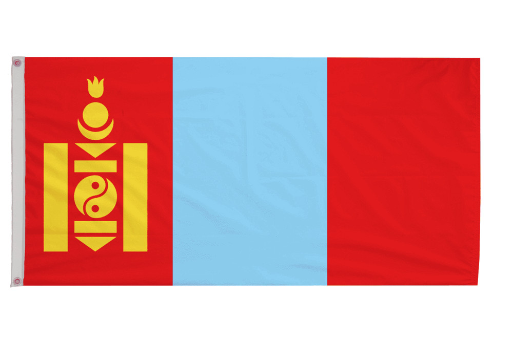 Mongolia Flag with Eyelets - Handmade in the UK