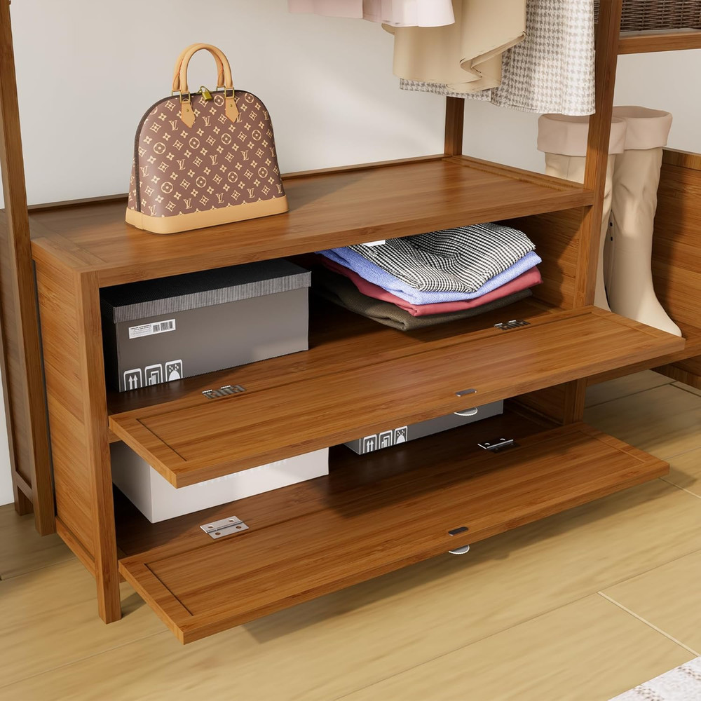 Upgraded Hanging Rack with Drawers, 39.37" Solid Clothes Rack & Shelves