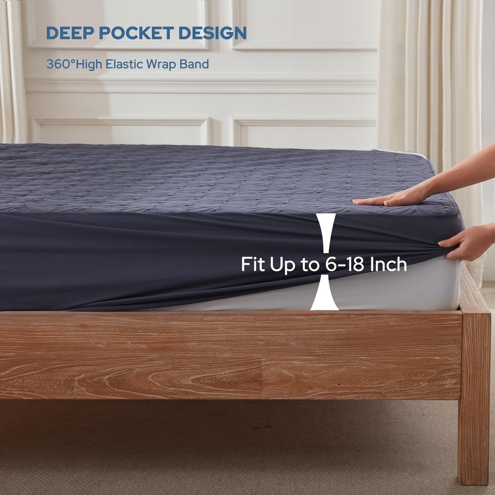 BEDLORE Waterproof Mattress Protector, Queen Size Mattress Pad with Deep Pock...