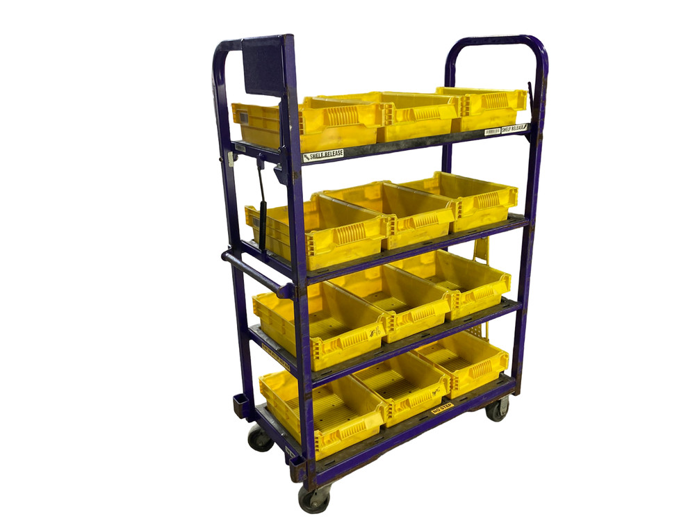 Industrial Steel Rolling Shelf order picker Cart Totes & Release System