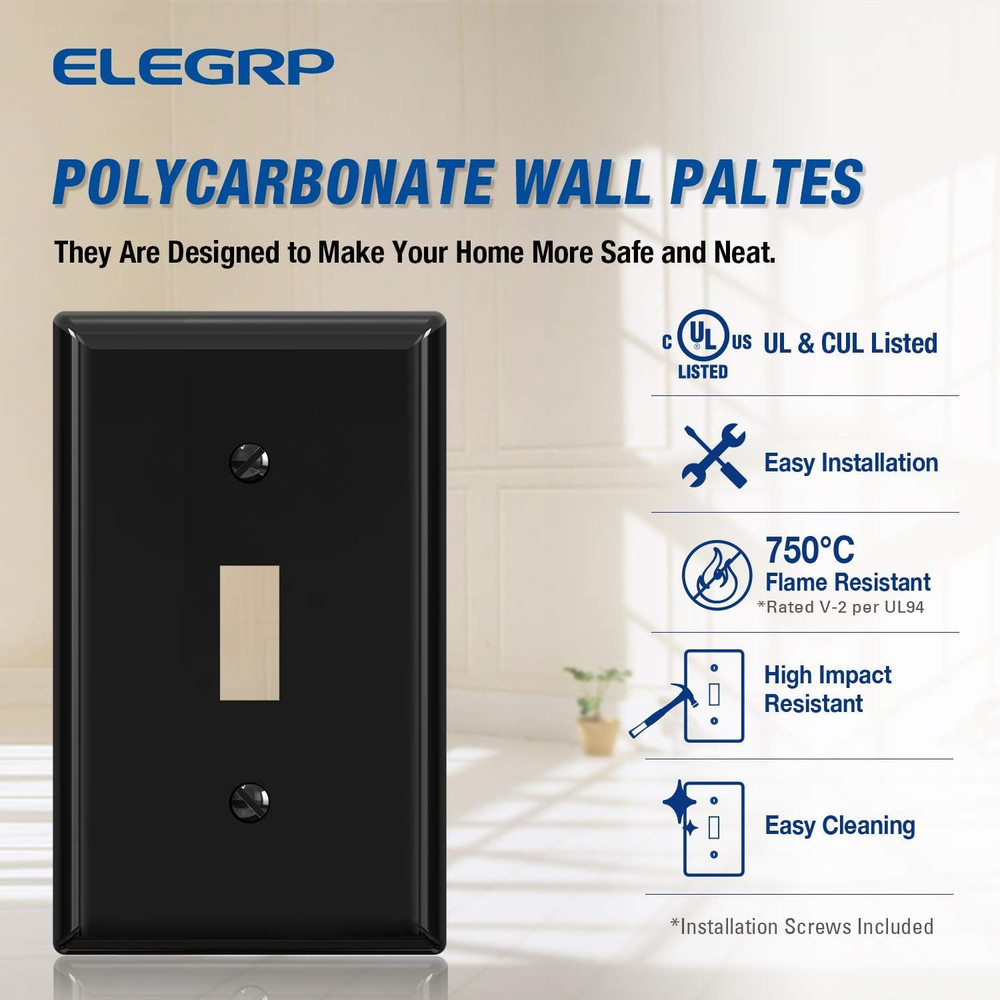 Toggle Light Switch Wall Plate, 1-Gang Standard Size Switch Covers,