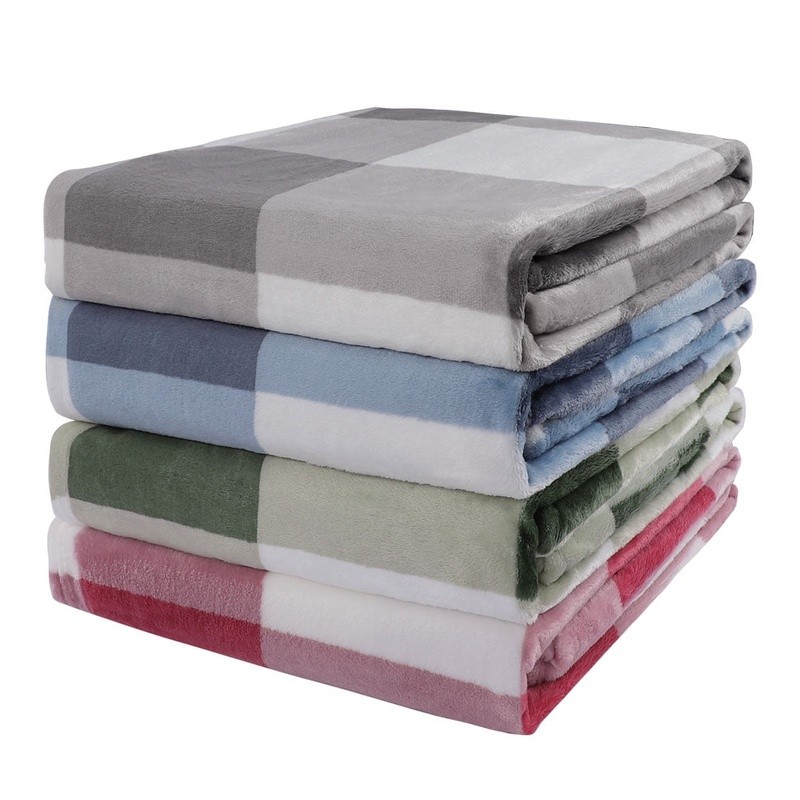 Lightweight Plush Microfiber Fleece Throw Blanket Reversible Plaid Soft Decor US