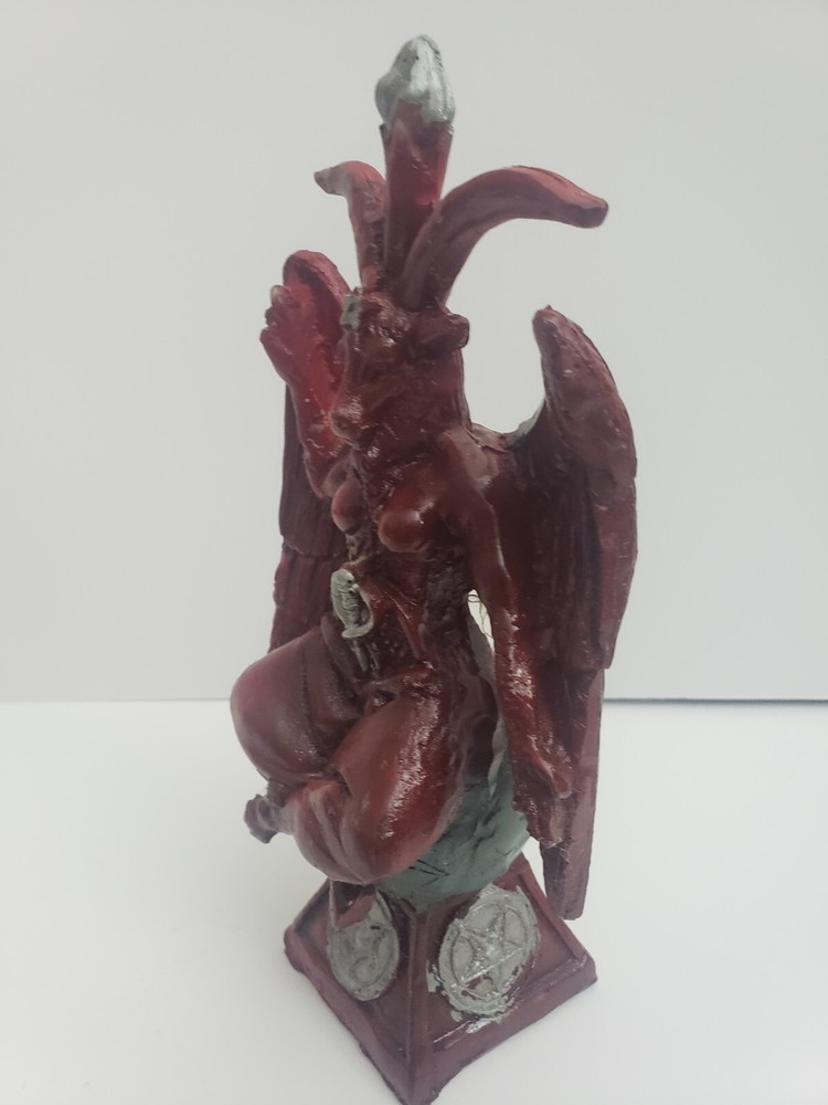 Templar Sabbatic Demon Satan Color Red Size 9"X5" Goat Baphomet Statue Devil