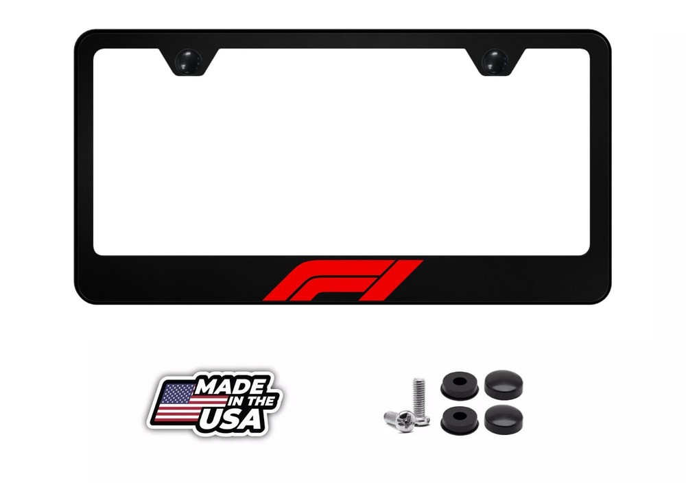 F1 Red Black Stainless Steel License Plate Frame