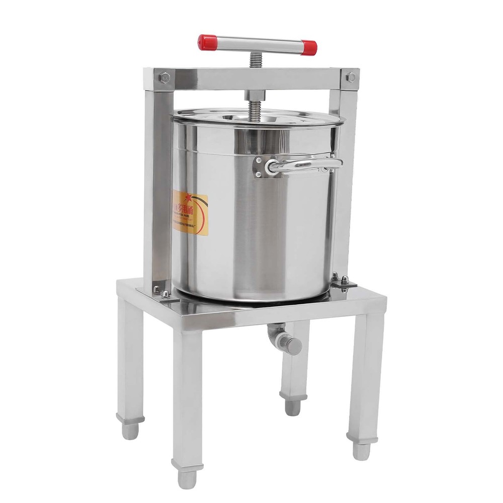Grape Press 3.5 Gallon Stainless Steel Fruit Wine Press with Height Adjustable