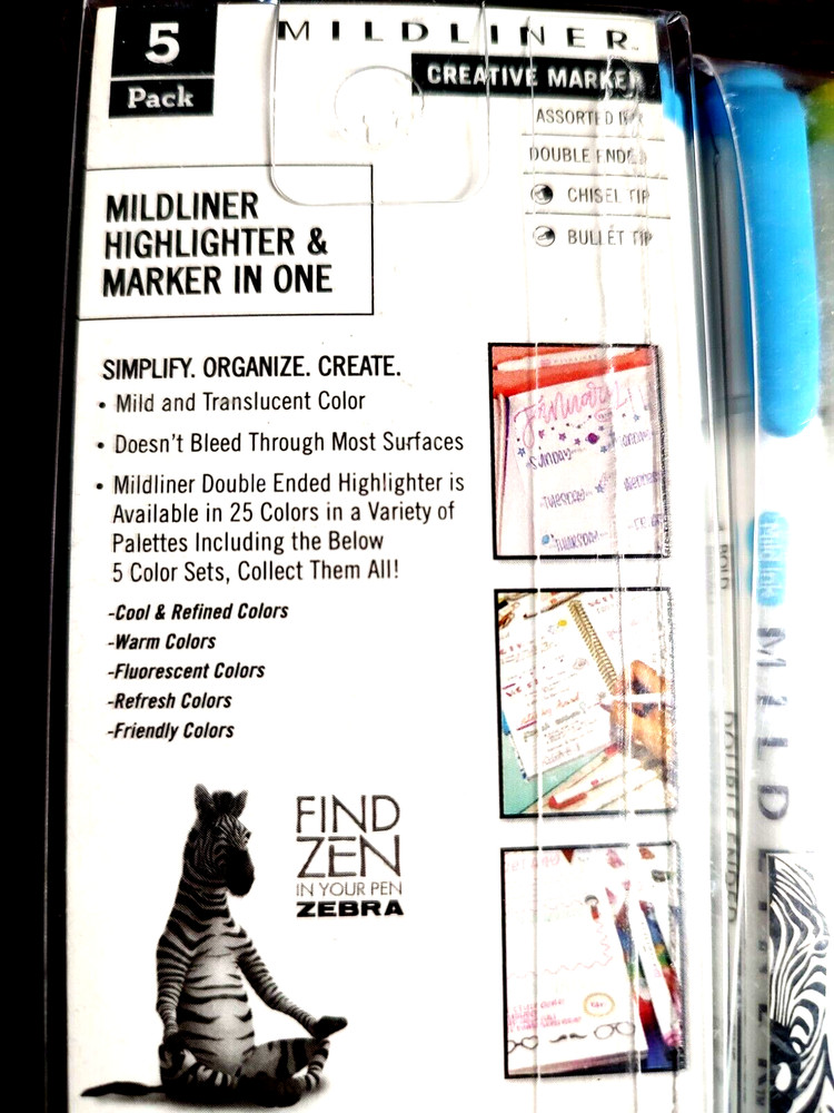 Zebra Double Ended Mild Creative Markers Friendly Lot 2x Assorted Colors