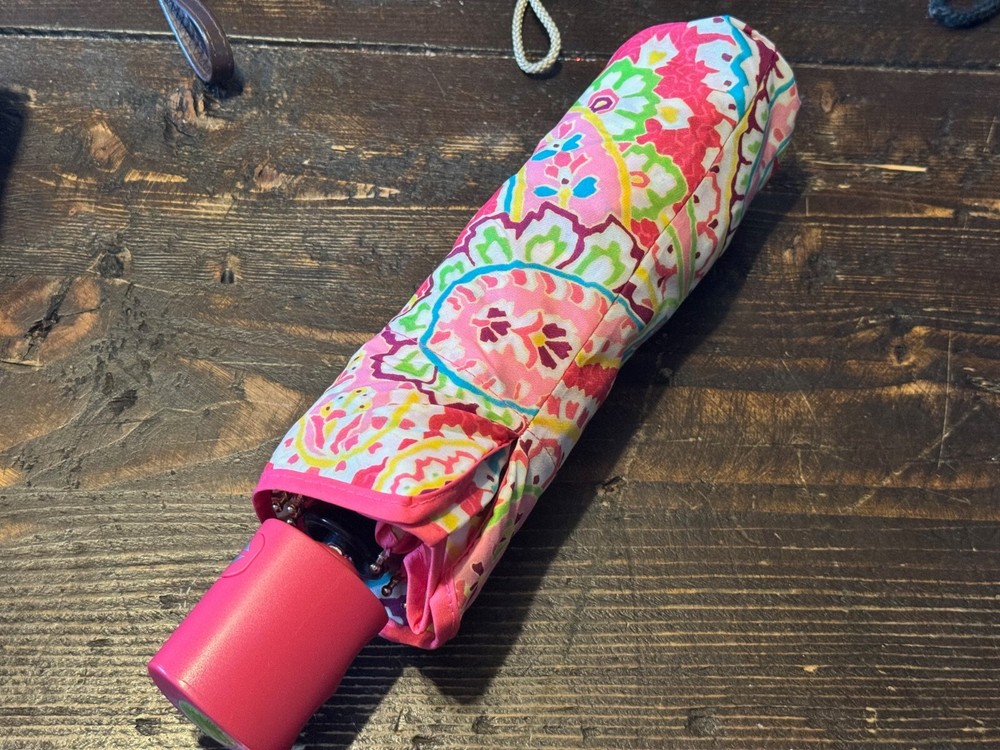 Vera Bradley Bloom Berry  Plastic Handle Automatic Open and Close Umbrella